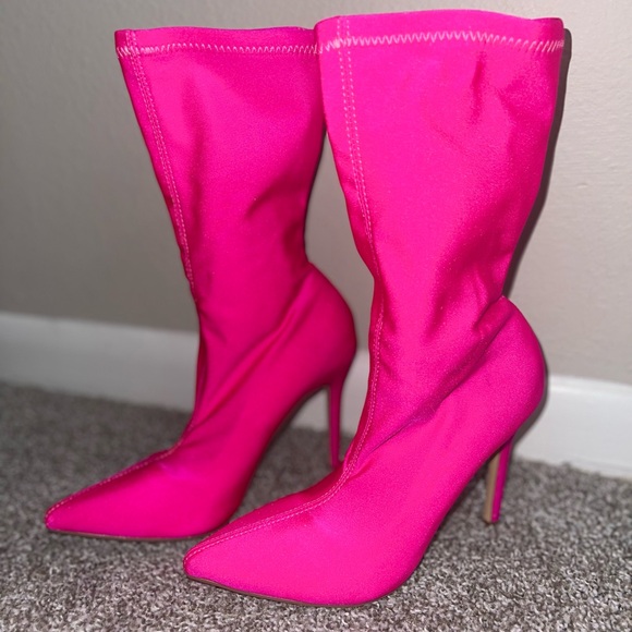 Fashion Nova Shoes - Neon pink Bootie